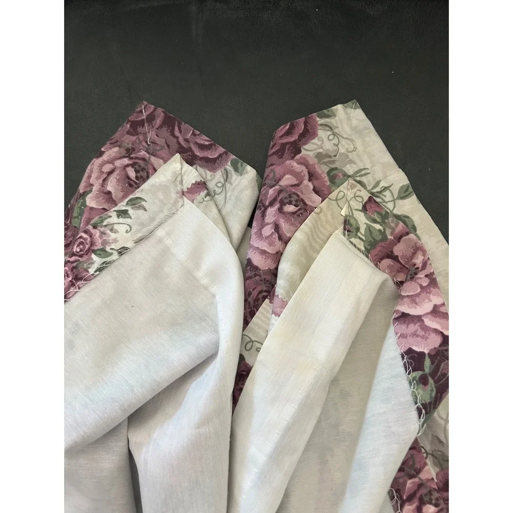 JCPenney Floral Pole Pocket Draperies Purple Rose Lined Curtains Set of 2 Panels
